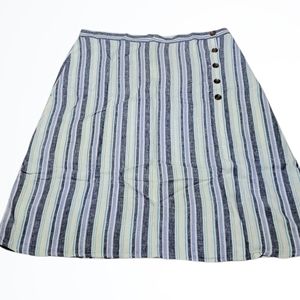Christopher & Banks Long Striped Linen Blend Midi Skirt w Button Accent Size XL